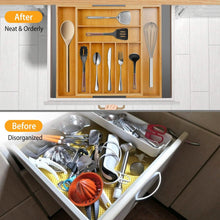 Load image into Gallery viewer, Kitchen Bamboo Expandable Cutlery Utensil Drawer Organizer
