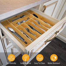Load image into Gallery viewer, Kitchen Bamboo Expandable Cutlery Utensil Drawer Organizer
