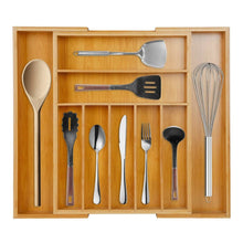 Load image into Gallery viewer, Kitchen Bamboo Expandable Cutlery Utensil Drawer Organizer
