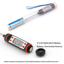 Load image into Gallery viewer, Kitchen Probe Thermometer 304 Stainless Steel Measuring Food Barbecue Milk Soup Oil Thermometer Digital Water Thermometer for Liquid Candle Instant Read With Waterproof For Food Meat Milk Long Probe
