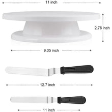 Load image into Gallery viewer, Kootek 11 Inch Rotating Cake Turntable with 2 Icing Spatula and 3 Icing Smoother
