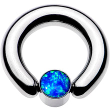 Load image into Gallery viewer, 4G 9/16 Aqua Faux Opal 7mm Disc BCR Captive Ring
