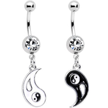 Load image into Gallery viewer, Clear Gem Best Friend Yin and Yang Dangle Belly Ring Set of 2
