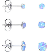 Load image into Gallery viewer, Light Blue Synthetic Opal Stainless Steel Post Stud Earring Pack Set of 3
