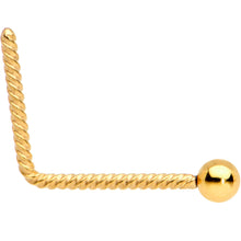 将图片加载到图库查看器，2mm Ball End Gold IP So Twisted L Shaped Nose Ring
