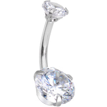 Load image into Gallery viewer, Clear Purple CZ Gem Alluring Elegance Dangle Belly Ring
