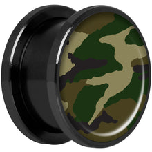 Load image into Gallery viewer, Woodland Camo Print Black Anodized Screw Fit Plug Set 5/8
