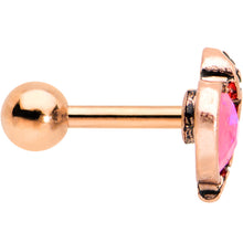 Load image into Gallery viewer, Pink Faux Opal Rose Gold Anodized Half Heart Tragus Cartilage Earring
