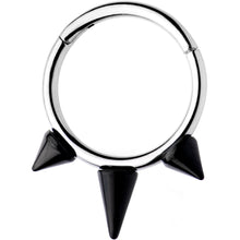 Load image into Gallery viewer, 16G 3/8 Black Spike Punk Hinged Segment Ring
