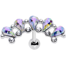 Load image into Gallery viewer, 16G 5/16 Aurora Clear Gem Curved Garnish Left Cartilage Earring
