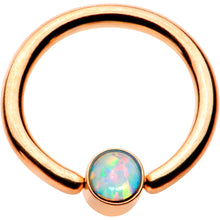 将图片加载到图库查看器，16G 5/16 White Faux Opal Rose gold IP BCR Captive Ring
