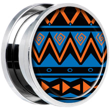 Load image into Gallery viewer, Blue Orange Tribal Print Steel Screw Fit Plug Set 18mm
