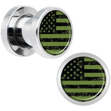 Load image into Gallery viewer, Green American Flag Steel Screw Fit Plug Set 5mm to 20mm
