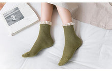 将图片加载到图库查看器，Lace Frilly Ruffle Socks Kawaii Cute Korean Style Women Cotton Woman Socks Winter Comfortable Cotton Socks Warm Socks For Men And Women
