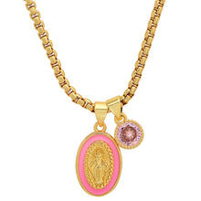 Load image into Gallery viewer, Ladies 18k Gold Plated Brass Our Lady of Guadalupe and Simulated Diamond Pendant Charms
