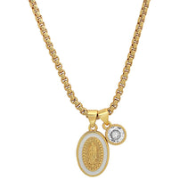 Load image into Gallery viewer, Ladies 18k Gold Plated Brass Our Lady of Guadalupe and Simulated Diamond Pendant Charms
