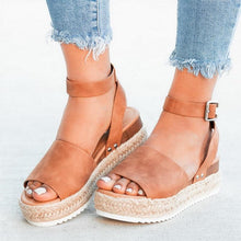 Load image into Gallery viewer, Ladies Elegant Leopard Shoes For Women High Heels Sandals Summer Flip Flop Platform Sandals High Platform Sandals Thick Bottom Belt Buckle Shoes Adjustable Strap Sandals
