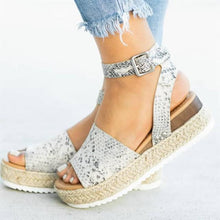 Load image into Gallery viewer, Ladies Elegant Leopard Shoes For Women High Heels Sandals Summer Flip Flop Platform Sandals High Platform Sandals Thick Bottom Belt Buckle Shoes Adjustable Strap Sandals
