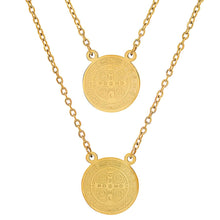 Load image into Gallery viewer, Ladies St. Benedict Double Circle Laser Engraved Scapular Religious Necklace
