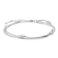 Load image into Gallery viewer, Ladies Stainless Steel Double Layered Snake Beaded Chain Bracelet
