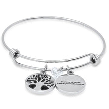 Load image into Gallery viewer, Ladies Stainless Steel The Love of Family, Tree of Life and Heart Shape Swarovski Crystal Bangle
