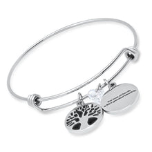 Load image into Gallery viewer, Ladies Stainless Steel The Love of Family, Tree of Life and Heart Shape Swarovski Crystal Bangle
