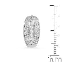 Load image into Gallery viewer, Ladies Sterling Silver And Simulated Diamonds Round Huggies Earrings
