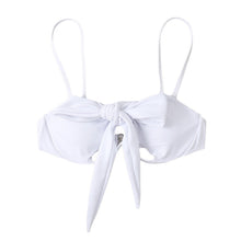 将图片加载到图库查看器，Ladies Summer Solid Color  Swimsuit Female Detachable Shoulder Strap Halter Bikini Women's Bikini Swimsuits One Piece Bathing Suits Tie Knot Cutout Swimwear with Crisscross Design
