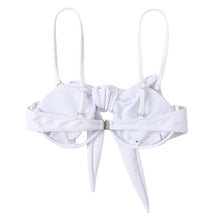 将图片加载到图库查看器，Ladies Summer Solid Color  Swimsuit Female Detachable Shoulder Strap Halter Bikini Women's Bikini Swimsuits One Piece Bathing Suits Tie Knot Cutout Swimwear with Crisscross Design
