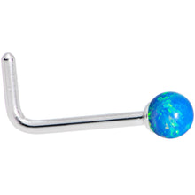 Load image into Gallery viewer, Blue 2.5mm Synthetic Opal Ball L-Shape Nose Ring

