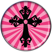 Load image into Gallery viewer, 16G 1/4 Pink Black Radiant Cross Tragus Cartilage Earring
