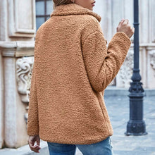 Load image into Gallery viewer, Lapel Collar Double Button Teddy Coat
