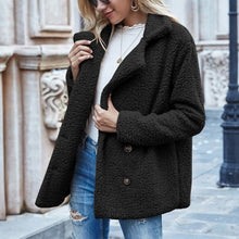 Load image into Gallery viewer, Lapel Collar Double Button Teddy Coat
