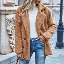 Load image into Gallery viewer, Lapel Collar Double Button Teddy Coat
