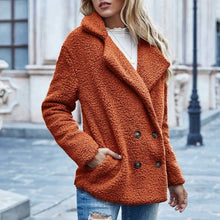 Load image into Gallery viewer, Lapel Collar Double Button Teddy Coat
