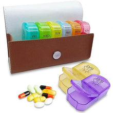 将图片加载到图库查看器，Large Daily Pill Box Medicine Organizer with PU Leather Case
