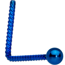 Load image into Gallery viewer, 2mm Ball End Blue IP So Twisted L Shaped Nose Ring
