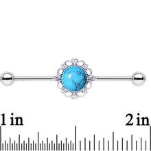 Load image into Gallery viewer, Blue Faux Turquoise Southwest Spirit Flower Industrial Barbell 38mm
