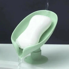 将图片加载到图库查看器，Leaf Shape Soap Box Drain Soap Holder Box Bathroom Accessories Toilet Laundry Soap Box Tray Gadgets Soap Holder Leaf-Shape Self Draining Soap Dish Holder Not Punched Easy Clean Bar Soap Holder With Suction Cup Soap Dish Suitable For Bathroom Kitchen
