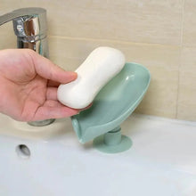 将图片加载到图库查看器，Leaf Shape Soap Box Drain Soap Holder Box Bathroom Accessories Toilet Laundry Soap Box Tray Gadgets Soap Holder Leaf-Shape Self Draining Soap Dish Holder Not Punched Easy Clean Bar Soap Holder With Suction Cup Soap Dish Suitable For Bathroom Kitchen
