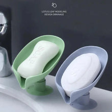 将图片加载到图库查看器，Leaf Shape Soap Box Drain Soap Holder Box Bathroom Accessories Toilet Laundry Soap Box Tray Gadgets Soap Holder Leaf-Shape Self Draining Soap Dish Holder Not Punched Easy Clean Bar Soap Holder With Suction Cup Soap Dish Suitable For Bathroom Kitchen
