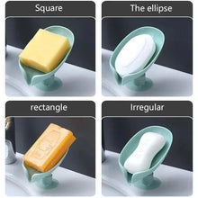 将图片加载到图库查看器，Leaf Shape Soap Box Drain Soap Holder Box Bathroom Accessories Toilet Laundry Soap Box Tray Gadgets Soap Holder Leaf-Shape Self Draining Soap Dish Holder Not Punched Easy Clean Bar Soap Holder With Suction Cup Soap Dish Suitable For Bathroom Kitchen
