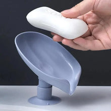 将图片加载到图库查看器，Leaf Shape Soap Box Drain Soap Holder Box Bathroom Accessories Toilet Laundry Soap Box Tray Gadgets Soap Holder Leaf-Shape Self Draining Soap Dish Holder Not Punched Easy Clean Bar Soap Holder With Suction Cup Soap Dish Suitable For Bathroom Kitchen
