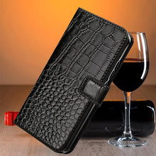 Load image into Gallery viewer, Leather Black Flip Case for iPhone XS Max X XR 12 Mini 11 Pro 7 8 Wallet Stand Cover Flip Wallet Leather Case with Secure Buckle Closing Lock and Bracket Function
