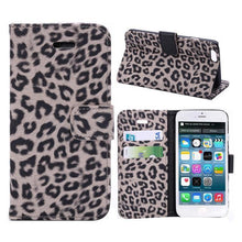 Load image into Gallery viewer, Leather Case For iPhone 11 12 13 14 Pro Max Mini XR XS Max X 8 7 Plus Leopard Flip Case Cover For iPhone Wallet Case Compatible with iPhone with Adjustable Stand and 2 Card Holders  Shock Protection Lightweight Phone Case
