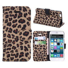 Load image into Gallery viewer, Leather Case For iPhone 11 12 13 14 Pro Max Mini XR XS Max X 8 7 Plus Leopard Flip Case Cover For iPhone Wallet Case Compatible with iPhone with Adjustable Stand and 2 Card Holders  Shock Protection Lightweight Phone Case
