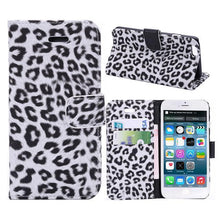 Load image into Gallery viewer, Leather Case For iPhone 11 12 13 14 Pro Max Mini XR XS Max X 8 7 Plus Leopard Flip Case Cover For iPhone Wallet Case Compatible with iPhone with Adjustable Stand and 2 Card Holders  Shock Protection Lightweight Phone Case
