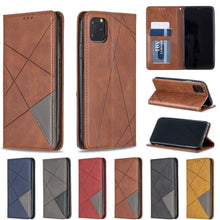 Load image into Gallery viewer, Leather Case For iPhone 11 12 13 14 Pro Max Mini XR XS Max X Flip Case Cover For iPhone SE Brown Leather Flip Case with Invisible Magnet and Card Slot Protective Case
