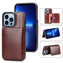 Load image into Gallery viewer, Leather Phone Cover For iPhone 13 Pro Max 12 Mini 11 XS Max XR X Luxury Brown Card Holder Protection Case Luxury Back Cover Wallet Case For Cards 3 Compartments Card Holder for Women
