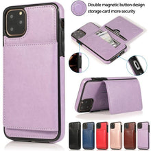 Load image into Gallery viewer, Leather Wallet Case For iPhone 11 Pro Max XS Max XR X 8 7 6S 6Plus 5 5S With Stand Card Pocket Case Cover Shockproof Texture PU Leather  Wallet Cover
